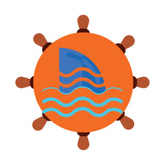Shark fin vector icon with orange background