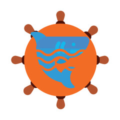 sea shark vector icon with orange background