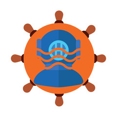 Fototapeta premium Bus suit vector icon with orange background