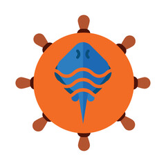 Manta ray vector icon with orange background