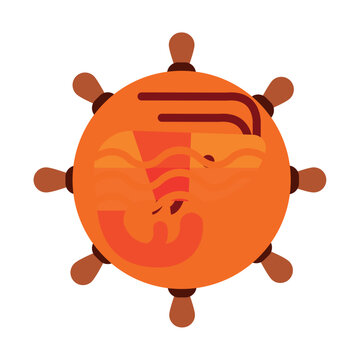 Shrimp vector icon with orange background
