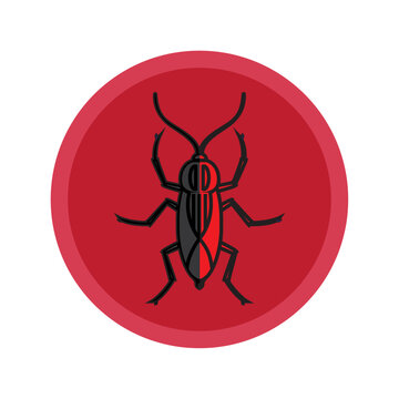vector image of insect inside a circle on a red background
