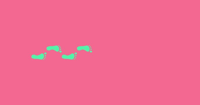 Feet loader loop animation. 4K resolution animation. Human foot print walk animation on blue background. Footsteps sign or icon animation