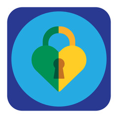 vector icon of a golden video game heart with a blue background