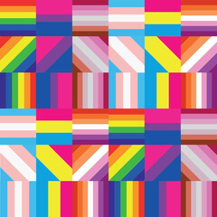 LGBTQIA+ flag rainbow illustration, gls cause symbol, homosexual with various flags   