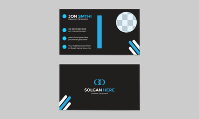 Abstract creative vector modern blue& black color business card template. 