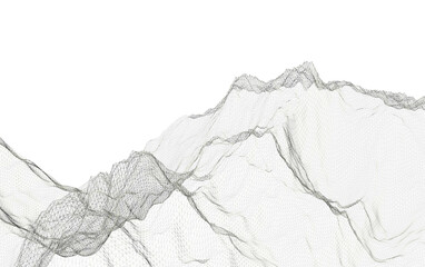 Obraz premium 3d Wireframe png of mountains polygonal landscape. 3d rendering