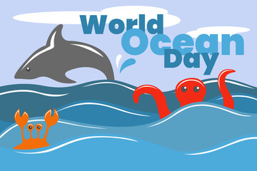 Illustration vector graphic of world ocean day. Good for poster