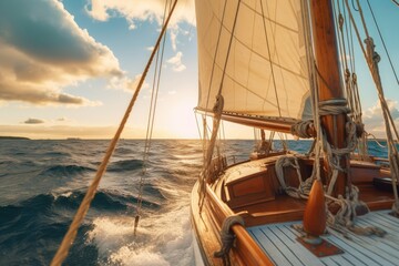 Fototapeta premium sun_setting_over_a_sailboat