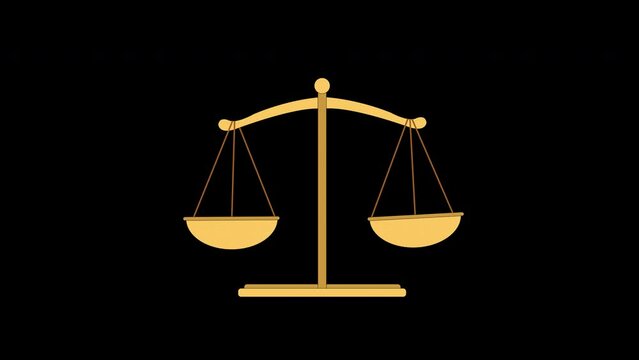 scale icon Scales of justice loop Animation video transparent background with alpha channel.