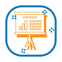 Vector image of billboard icon with orange lines with blue border