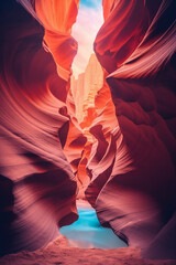 inspiring view of a canyon with colorful layers. ai generative