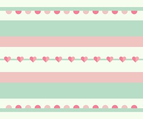 cute pastel-colored background with stripes and hearts