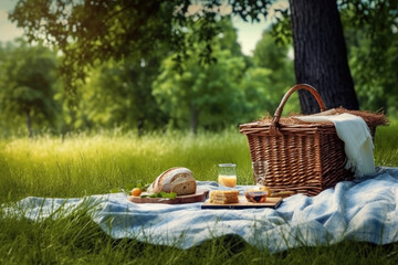 photo of picnic on the park view Generated AI
