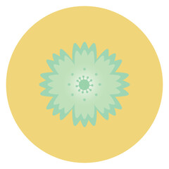 vector icon of a flower inside a circle with a yellow background
