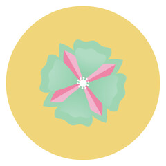 vector icon of a flower inside a circle with a yellow background