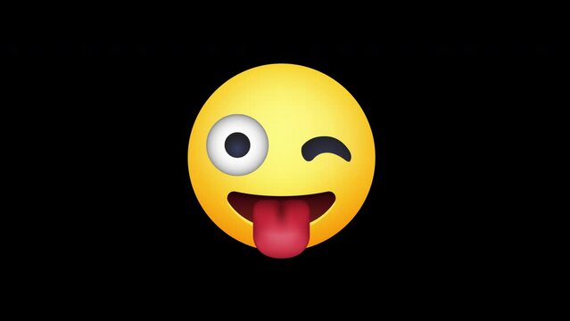 crazy face emoji Tongue out loop Animation video transparent background with alpha channel
