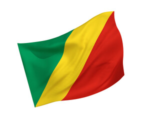 Simple 3D  Republic of the Congo national flag in the form of a wind-blown shape