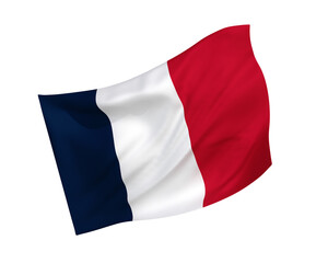 Simple 3D France flag in the form of a wind-blown shape