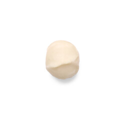 Delicious shelled Macadamia nut isolated on white, top view