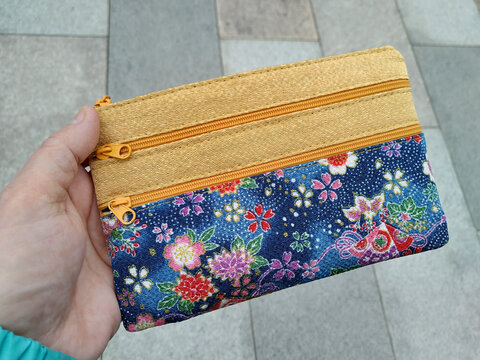 Japanese flowered fabric wallet