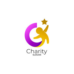 C logo with children design social, community design