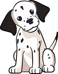 Dalmatian cute dog cartoon with outline