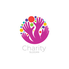 Hand care logo with circle design colorful, social icon template