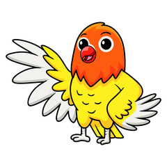 Cute lutino lovebird cartoon waving hand
