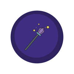 vector icons of a magic wand with purple background and blue border