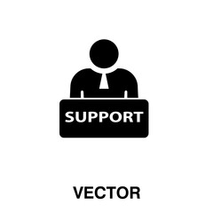  Business person with text SUPPORT vectoricon illustration on white background..eps