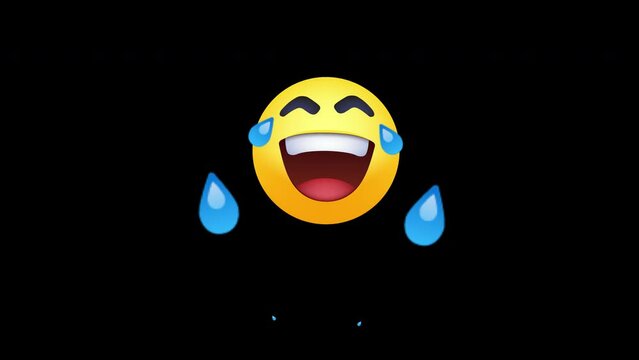 laughing emoticon with tears of joy loop Animation video transparent background with alpha channel
