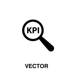 Magnifying glass and KPI. Kpi indicator icon vector illustration on white background..eps