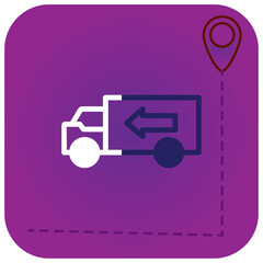 shipping service truck vector icon with purple background