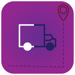 vector icon of a cargo truck with purple background