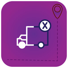 shipping service truck vector icon with purple background