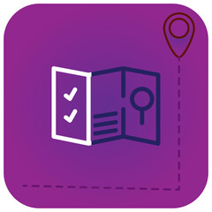 vector icon of a map with location icon with purple background