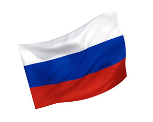 Simple 3D  Russia national flag in the form of a wind-blown shape
