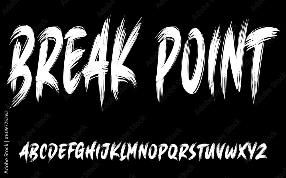 Poster ector the brush and elegant font break point, geometric shape font vector typeface alphabet typeset.