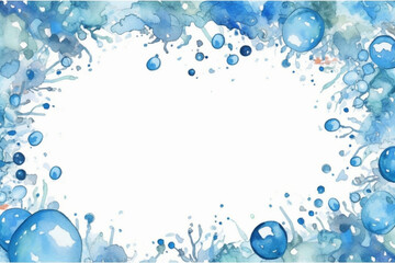 Water day card background frame, Watercolor illustration with white part, clipart for greeting cards, save the date, stationery design, AI Generation