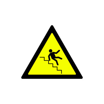 triangle yellow fall from stairs warning symbol