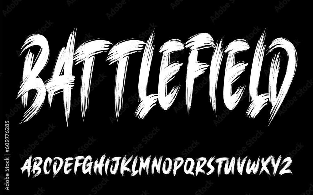 Fototapete ector the brush and elegant font battlefield, geometric shape font vector typeface alphabet typeset.