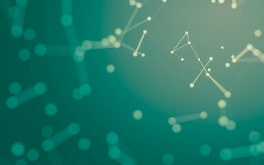 Abstract background. Molecules technology with polygonal shapes, connecting dots and lines. Connection structure. Big data visualization.