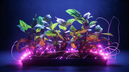 Plants Growing of a Circuit Board, Generative AI