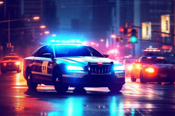 Obraz na płótnie Canvas Police car. Crime news concept. AI generated