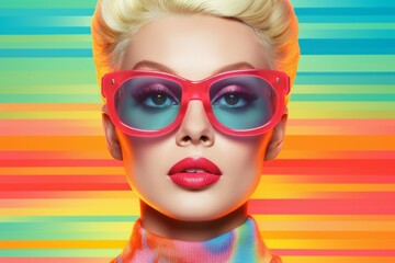 Creative beauty fashion portrait of a woman in colorful rich colors for advertising. AI generated, human enhanced