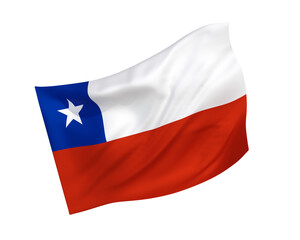 Fototapeta na wymiar Simple 3D Republic of Chile national flag in the form of a wind-blown shape