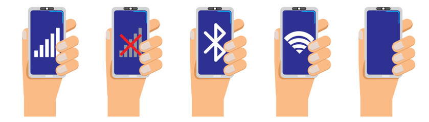 Hand Phone with connection mode icon design