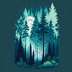 A fantasy pine forest landscape, generative AI
