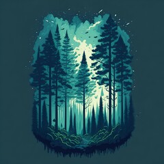 A fantasy pine forest landscape, generative AI